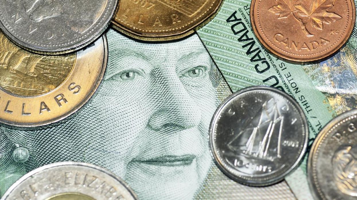 Canadian coins and bills.
