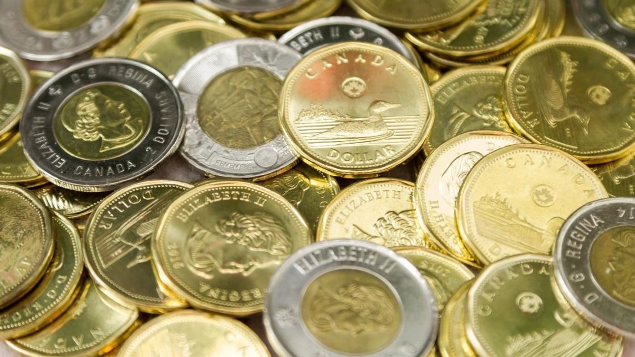 Canadian loonies and toonies.