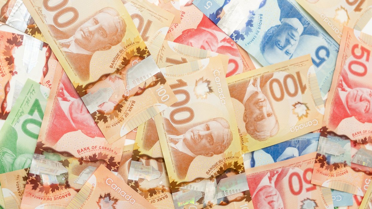 Canadian money in a pile.