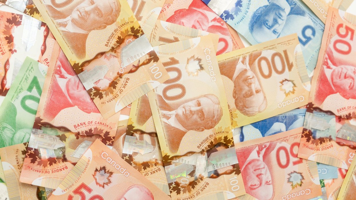Canadian money in a pile.