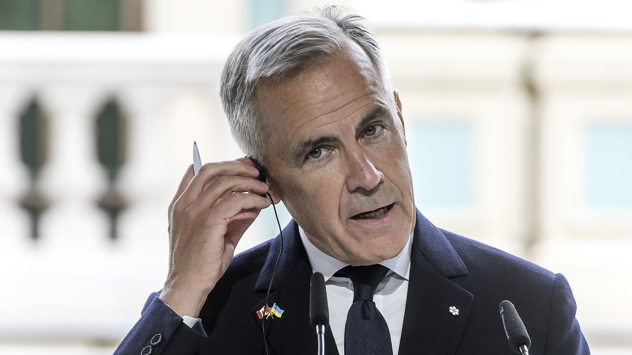 Canadian Prime Minister Mark Carney attends a joint press conference with Ukrainian President Volodymyr Zelenskiy on Ukraine's Independence Day in Kyiv, Ukraine, on August 24, 2025. High quality photo
