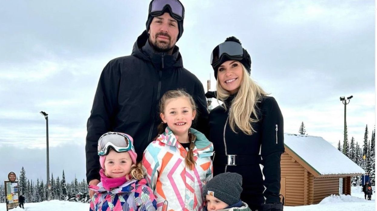 Carey Price, Angela Price and their three kids skiing in Kelowna, British Columbia.