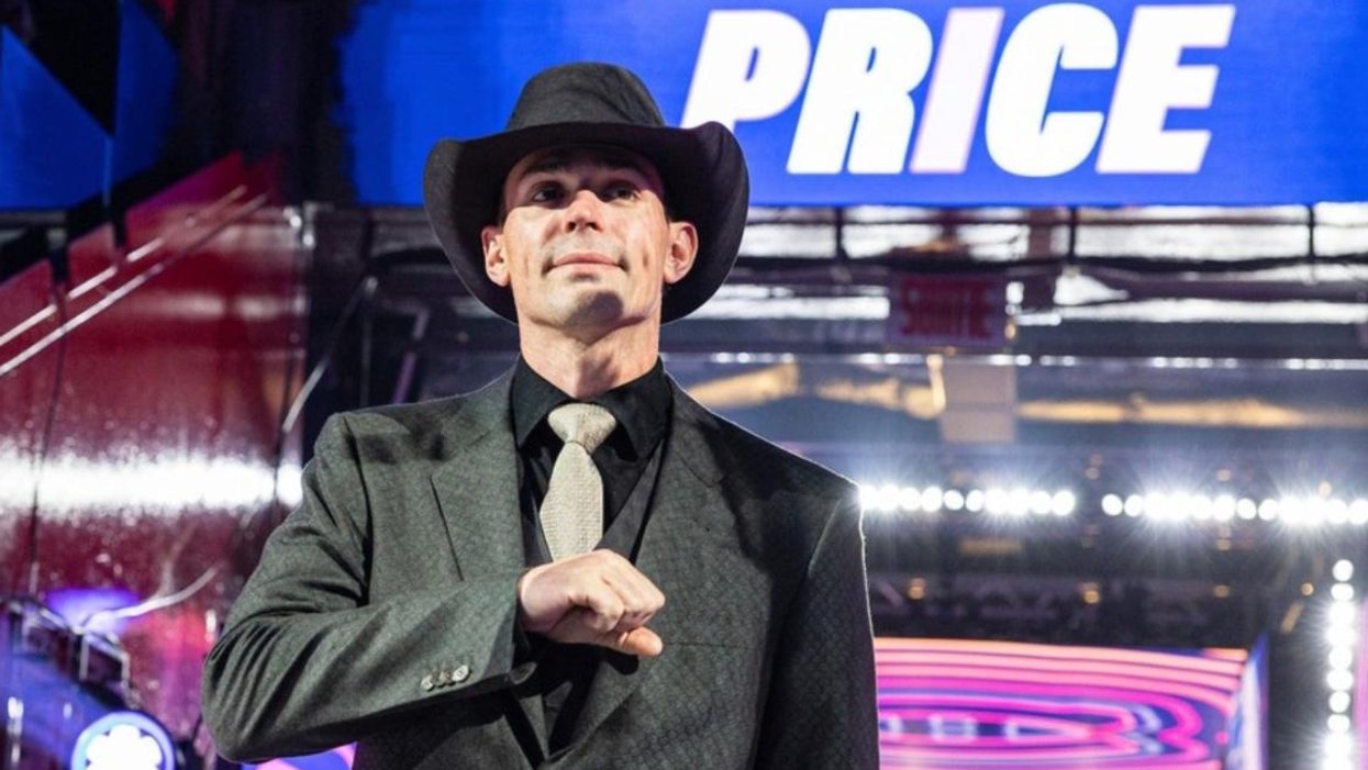 Carey Price wearing a black suit and cowboy hat.