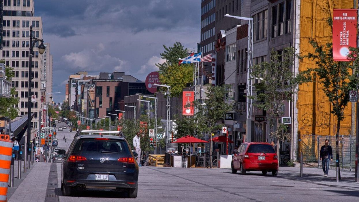 Cars parked in downtown Montreal.