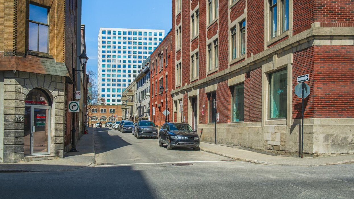Cars parked on a Montreal street.