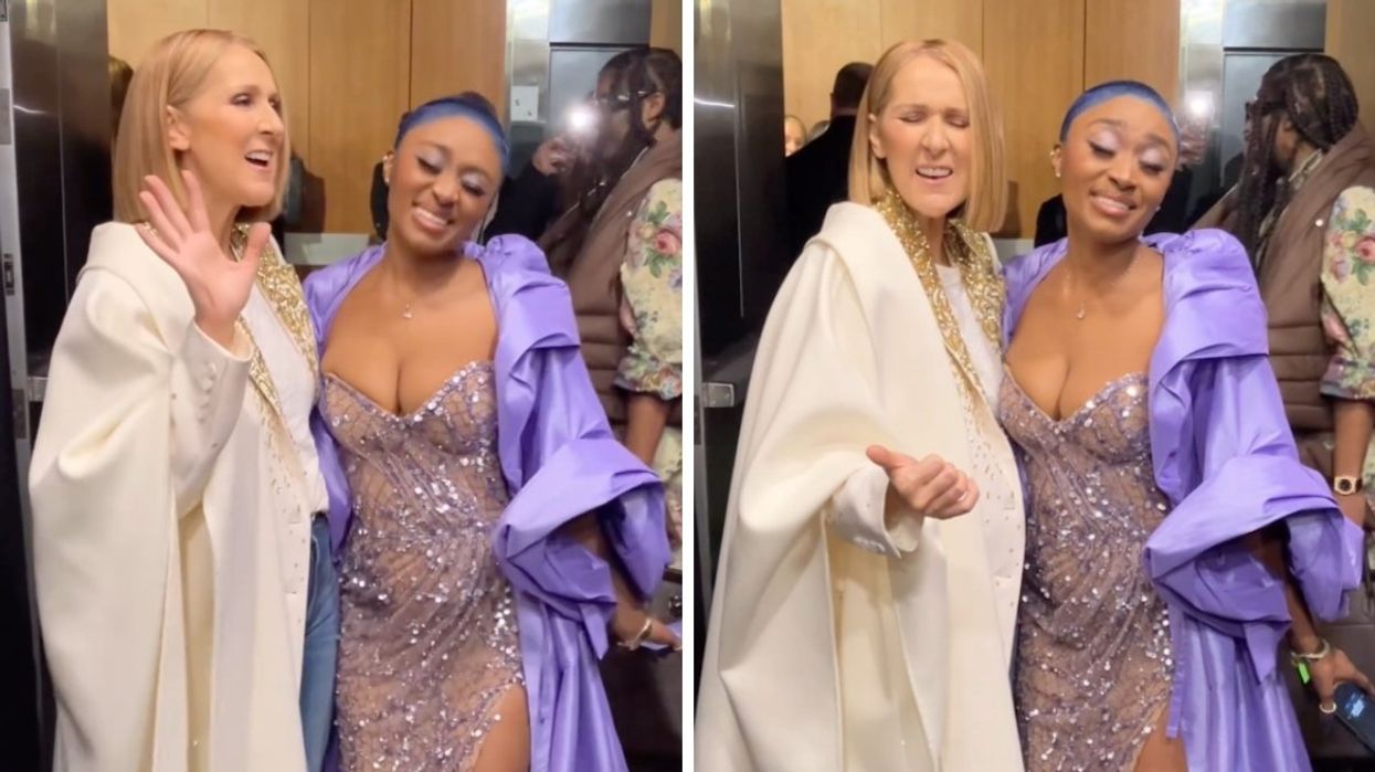 Céline Dion and Sonyae singing backstage at the 2024 Grammy Awards.