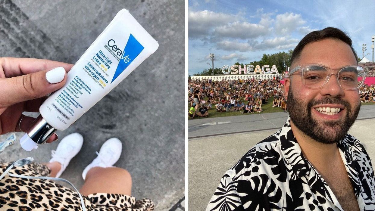 CeraVe Ultra-Light Moisturizing Lotion SPF 30. Right: Mike Chaar at OSHEAGA.