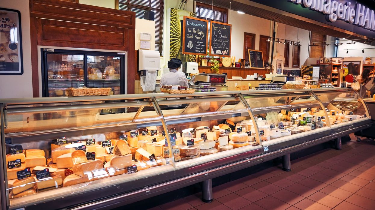 Cheese counter at a market in Montreal.