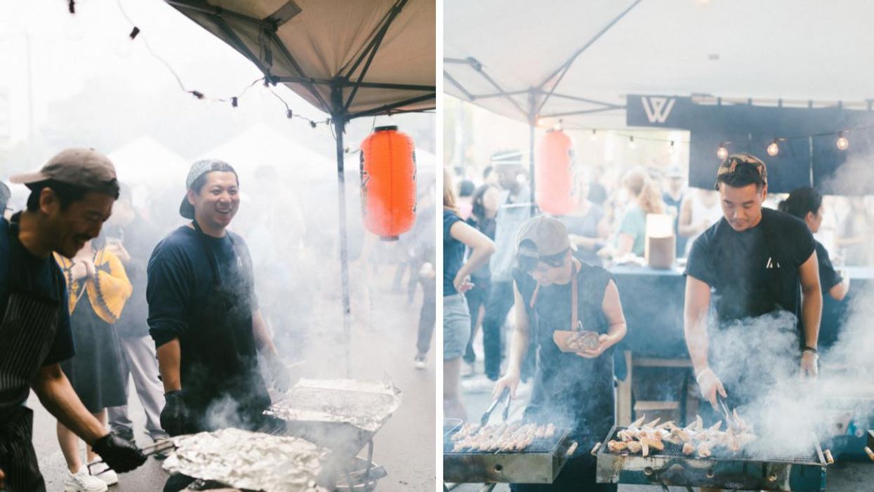 Chefs prepare Japanese street food at YATAI MTL.