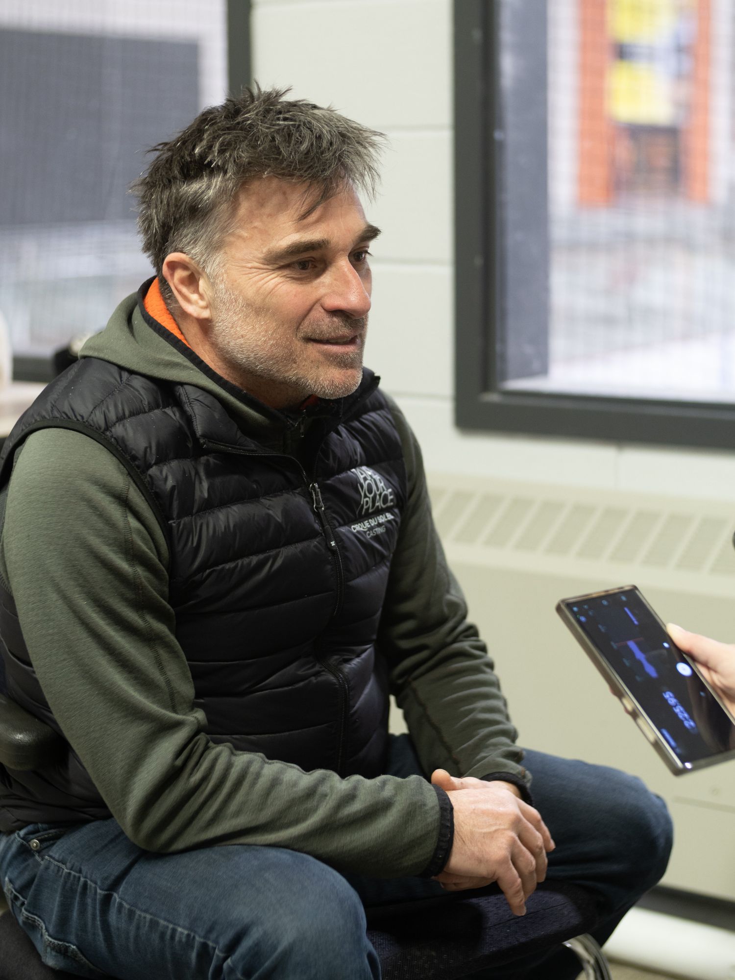 Cirque du Soleil coach and former French Olympic freestyle skier Jean-Damien Climonet.