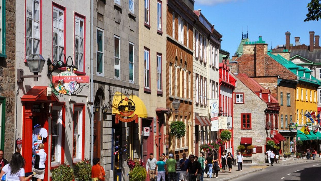 Colorful Houses on Rue Saint Louis, Quebec City, Quebec, Canada.