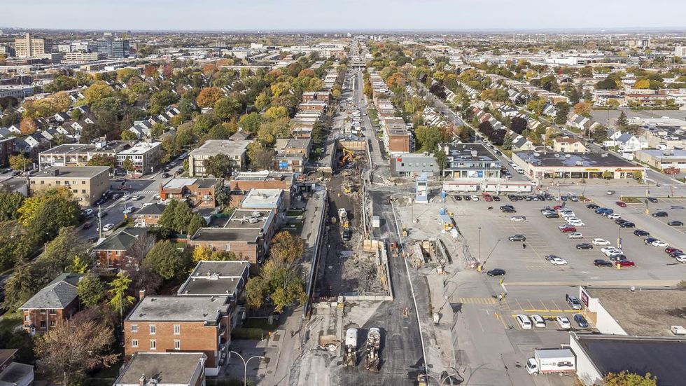 Construction on rue Jean-Talon near boulevard Pie-IX in Montreal.
