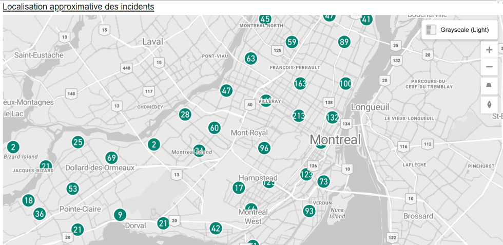Crime map from the SPVM.