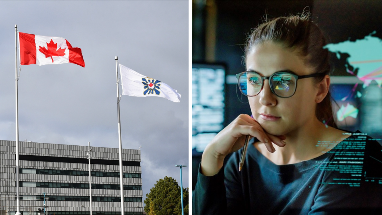 CSIS building in Ottawa, Right: CSIS employee.
