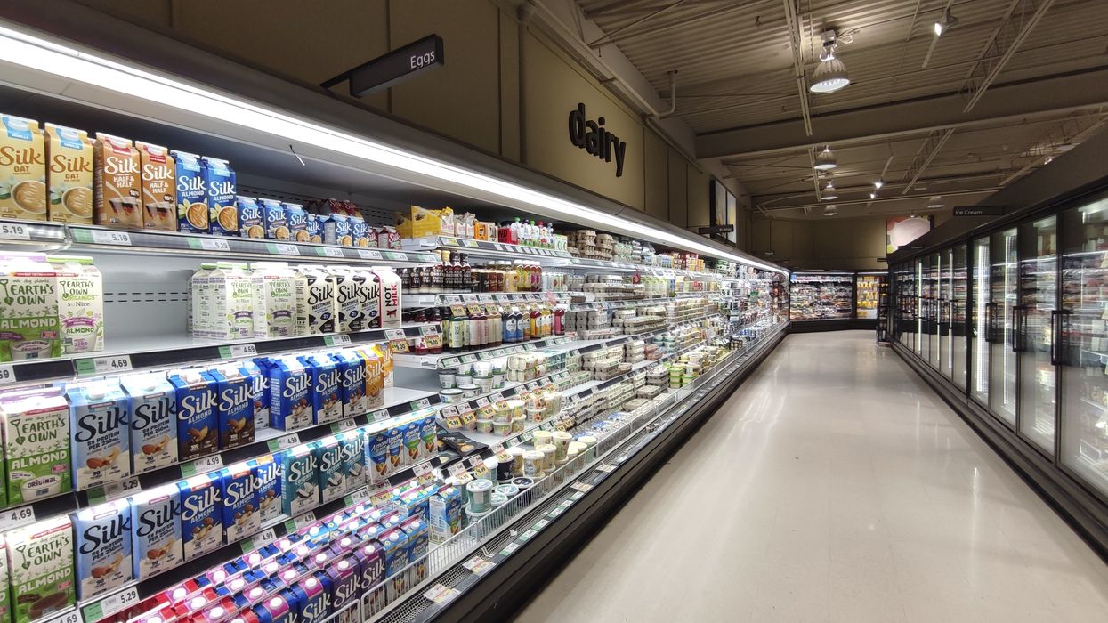 Dairy and eggs section at a grocery store in Canada.