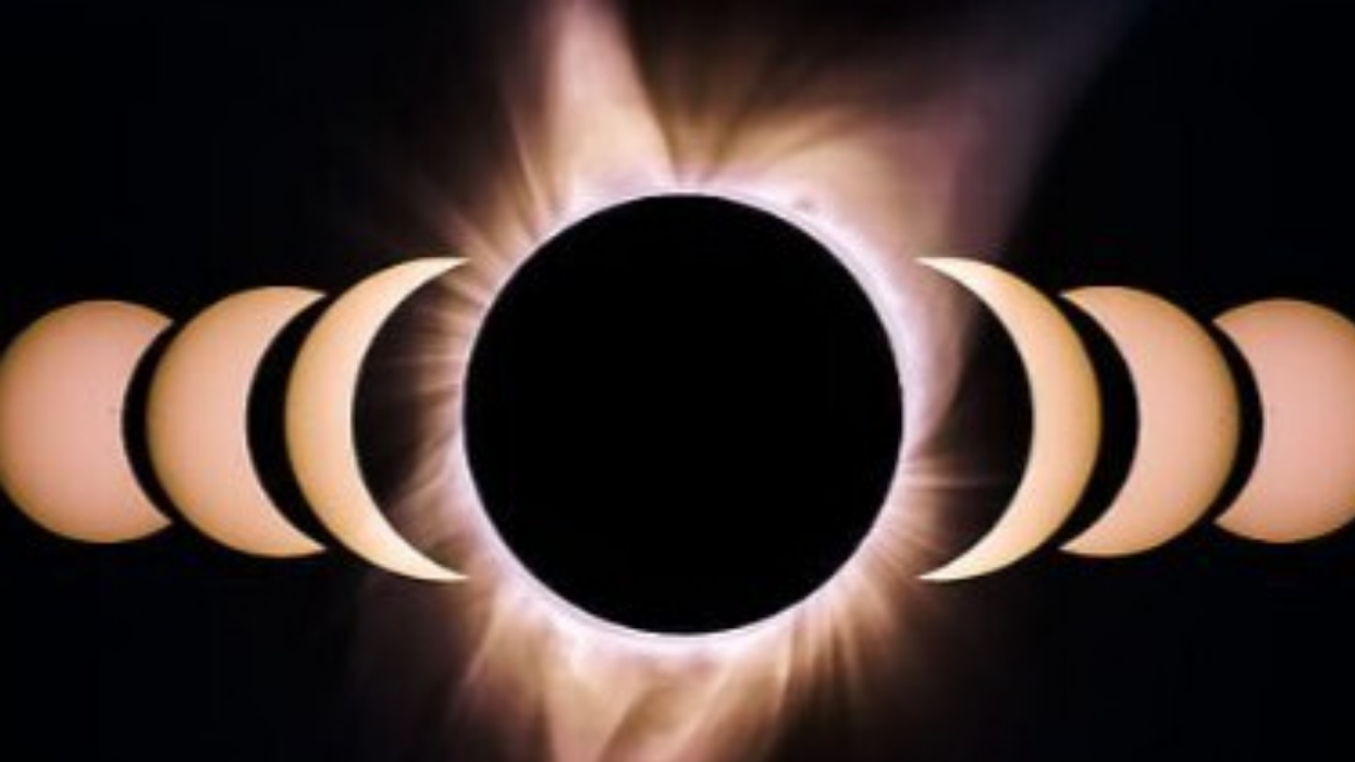 Different phases of a total solar eclipse.