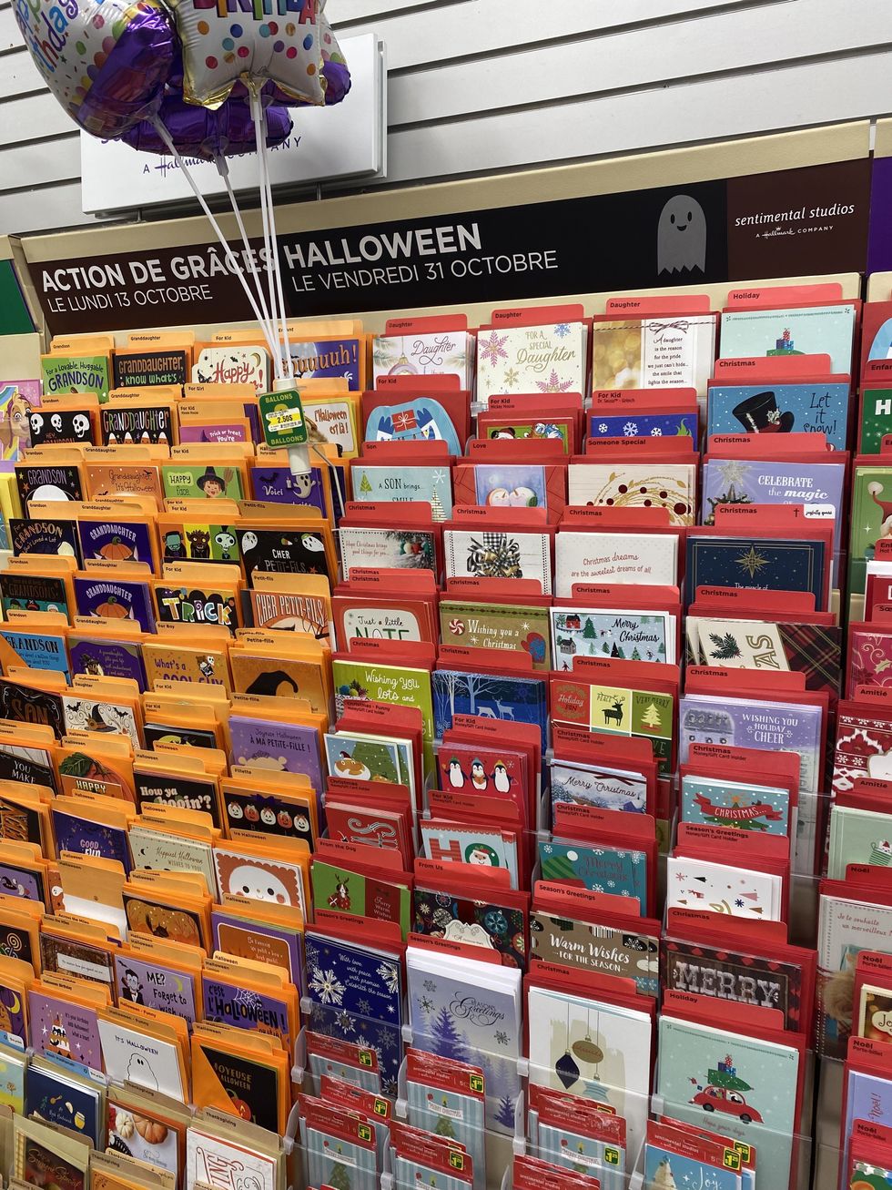 Dollarama's card aisle.
