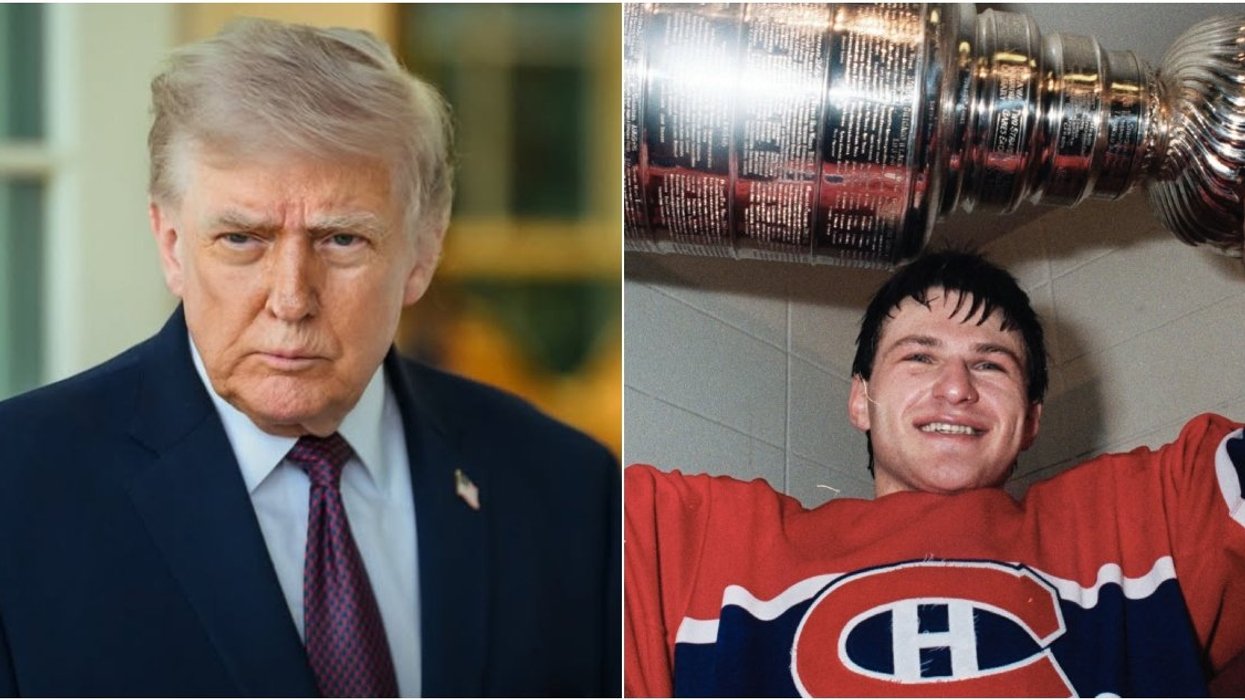 Donald Trump. Right: Claude Lemieux.