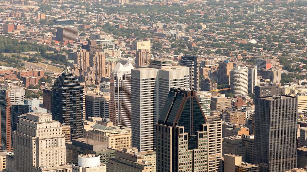 Downtown Montreal skyline on a sunny summer day.
