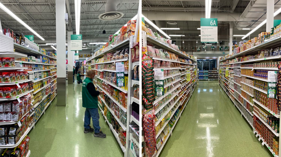 Drinks and snack aisle at T&T supermarket in Montreal.