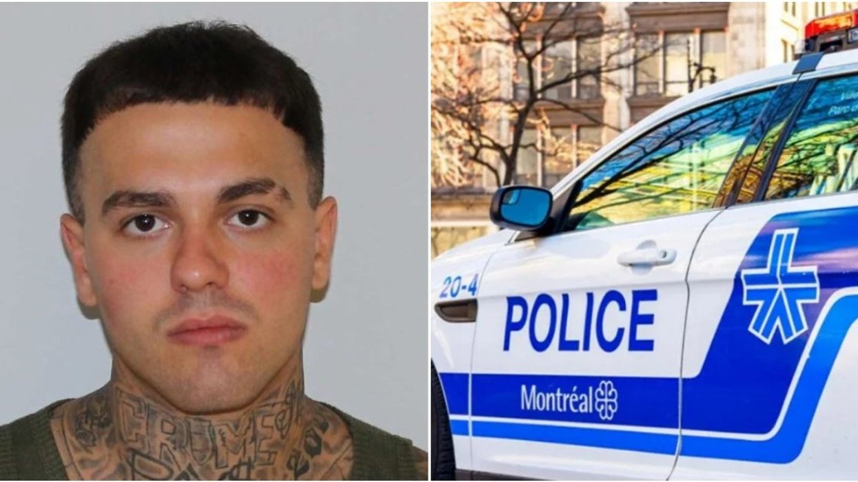 Dylan Denis. Right: An SPVM police car in Montreal.