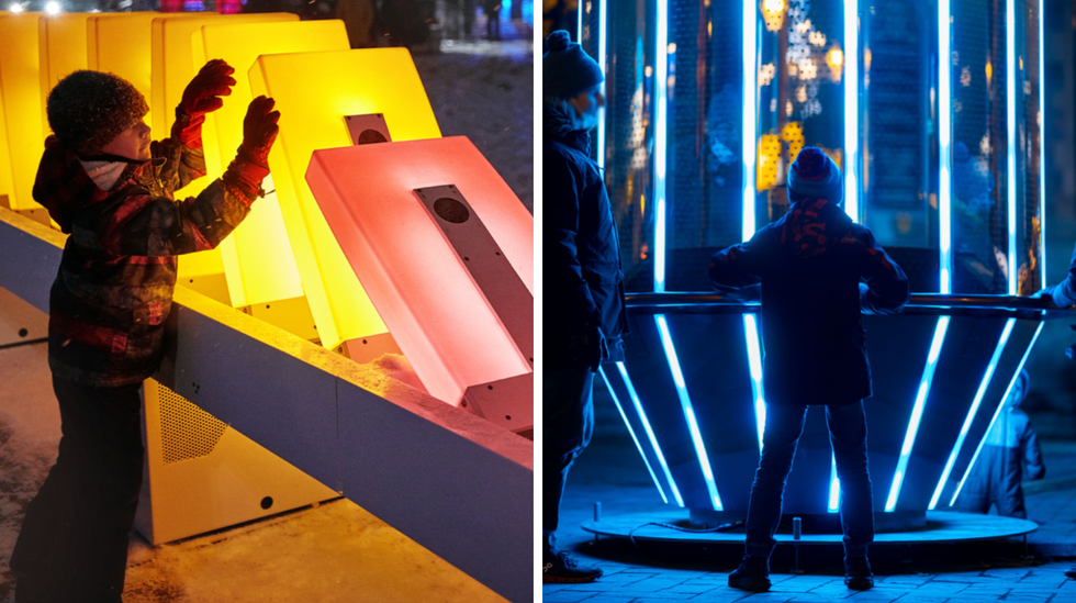 Effet Domino by Ingrid Ingrid and Genevi\u00e8ve Levasseur. Right: Les Diamants by Alexis Laurence and Francis Laporte (Pers\u00e9ides studio)