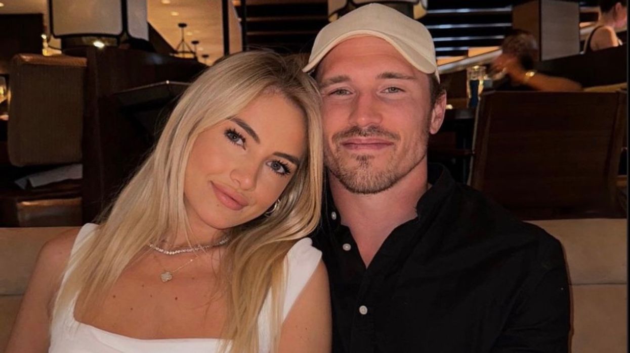 Emma Fortin and Brendan Gallagher eating at a Whistler restaurant following their engagement.