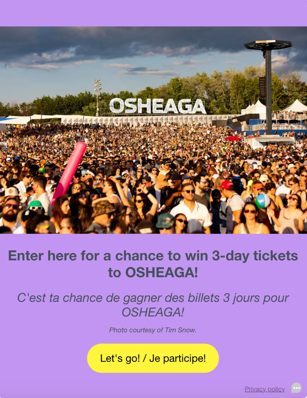 Enter here for your chance to win tickets to OSHEAGA 2024.