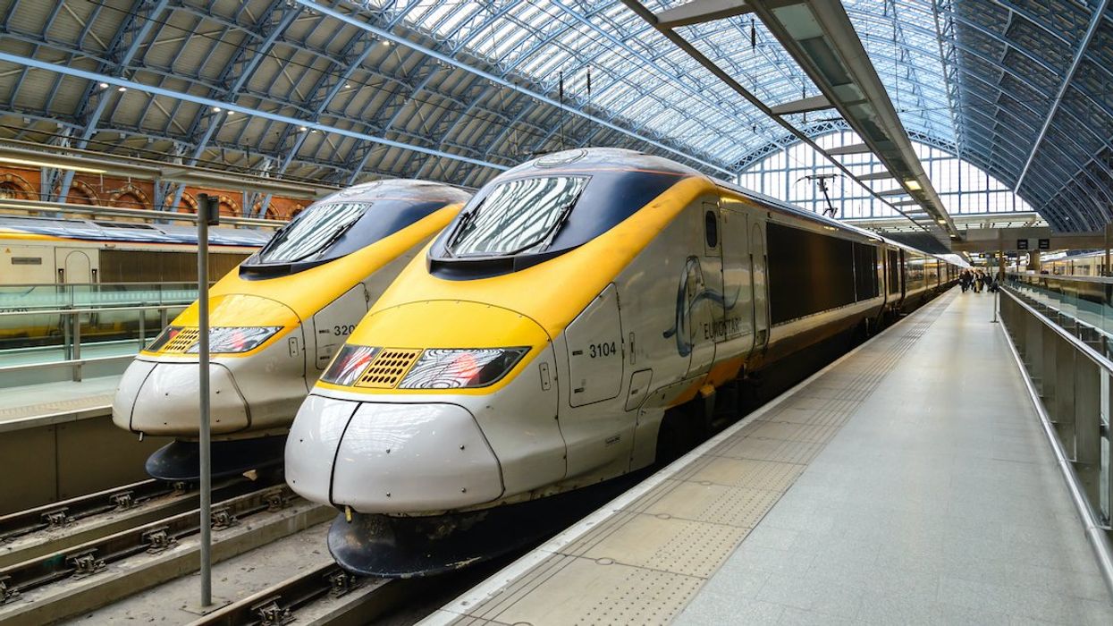 Eurostar trains in St. Pancras Station in London, England.