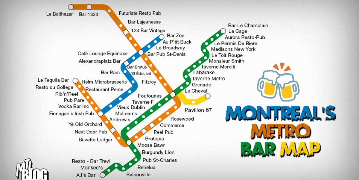 Montreal S First Ever Official Metro Bar Map Mtl Blog