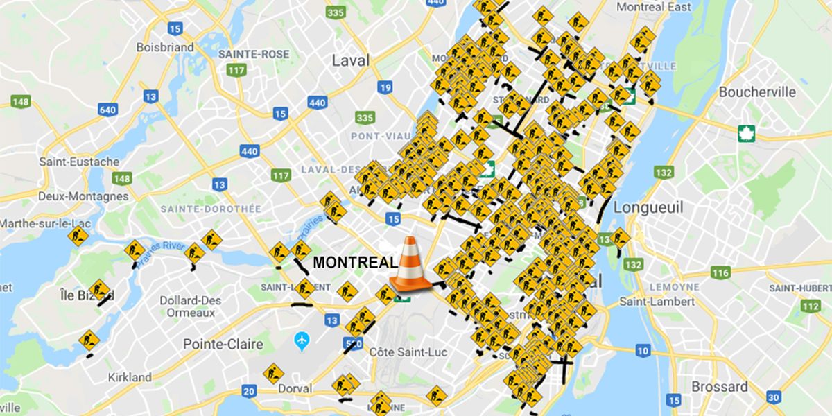 This Map Showing All The Construction Sites In Montreal Will Make Your