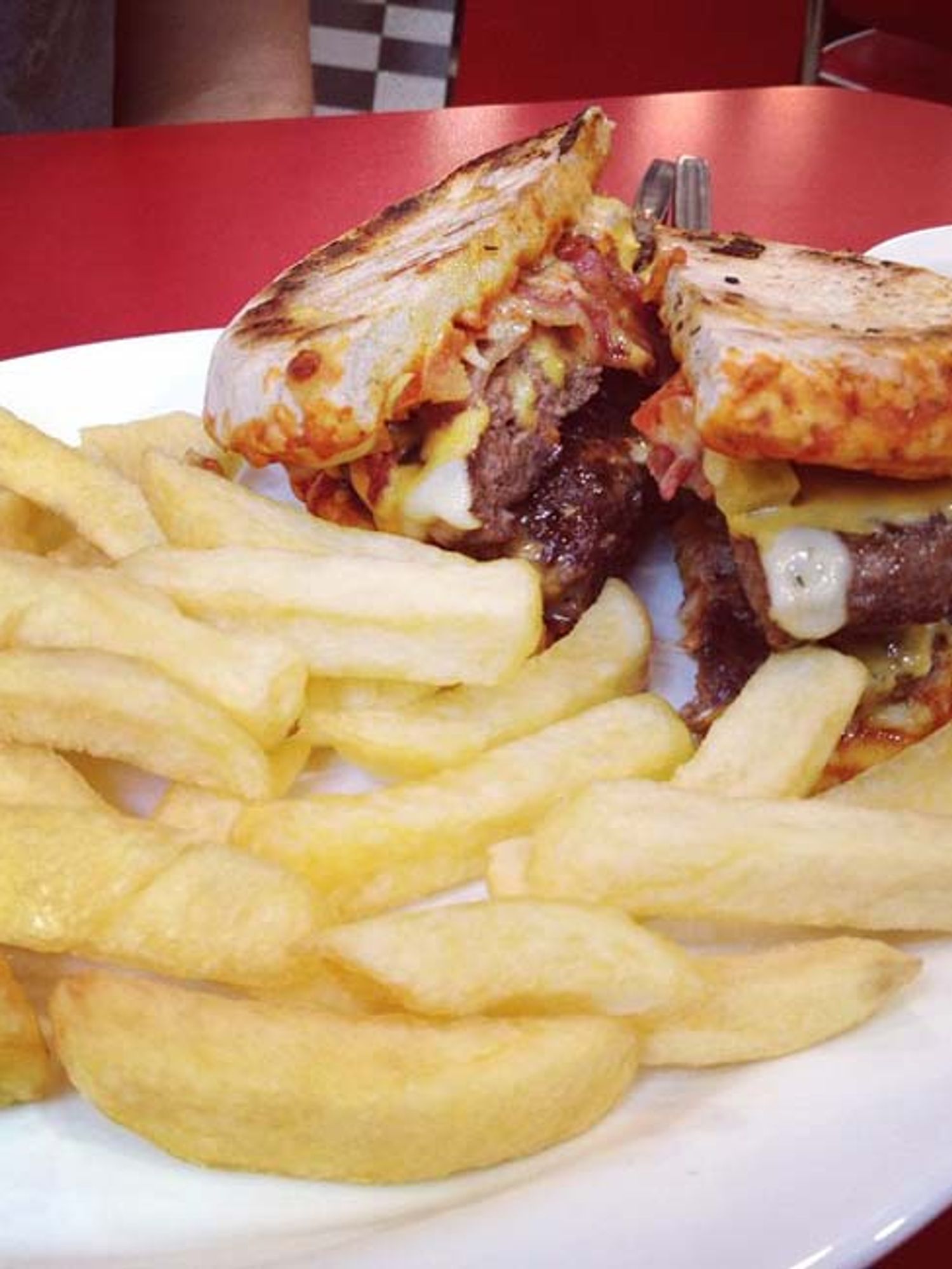 Pizza + Double Bacon Cheeseburger = The Pizza Bun Double Bacon