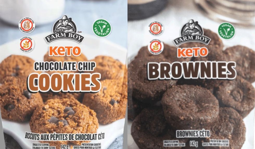 Chips de chocolate y brownies cetogénicos marca Farm Boy