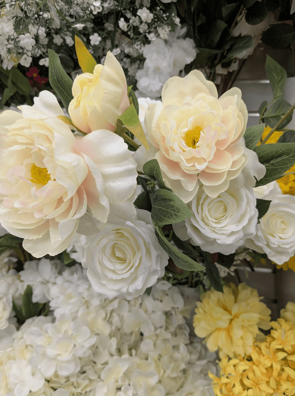 Faux white peony stems from Dollarama