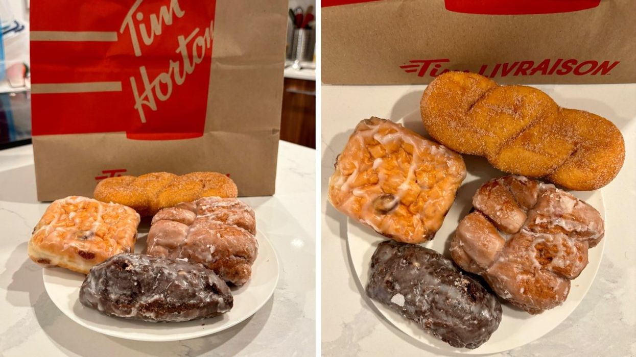 Four retro donuts that Tim Hortons brought back in celebration of its 60th anniversary including The Dutchie, Walnut Crunch, Blueberry Fritter and a Cinnamon Sugar Twist.