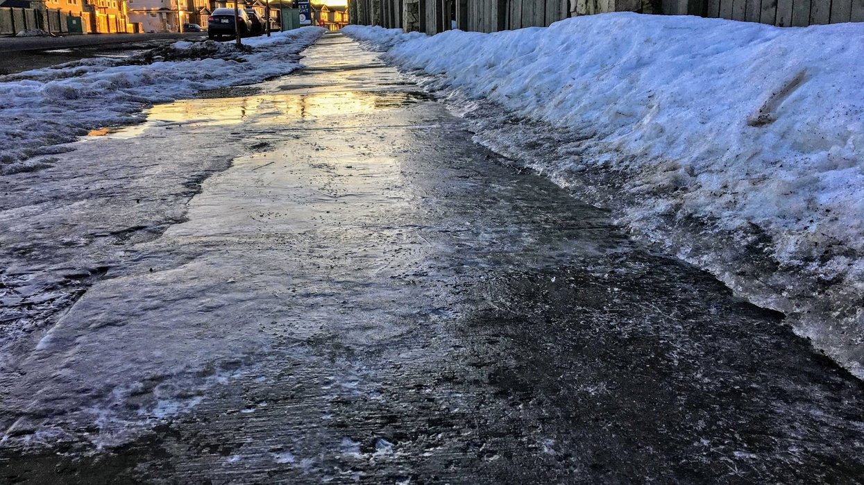 Freezing rain on a Montreal street.