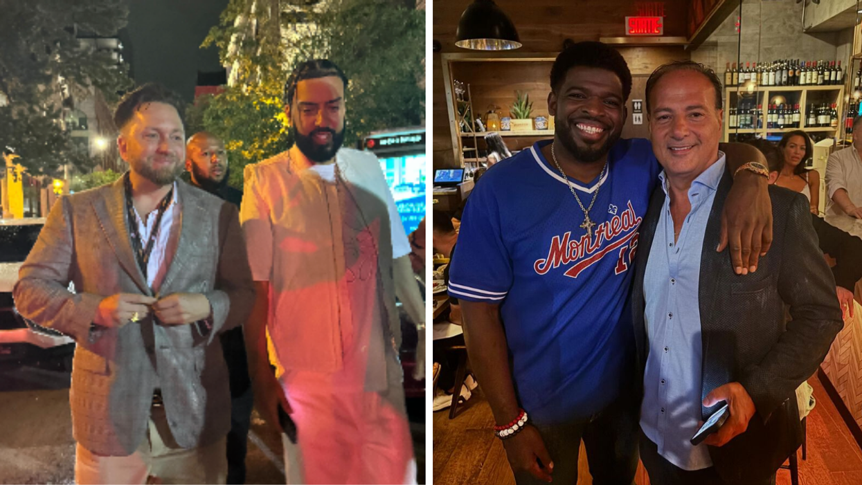 French Montana walks the streets of Montreal with JEGantic Group president John E. Gumbley. Right: P.K. Subban in Montreal.