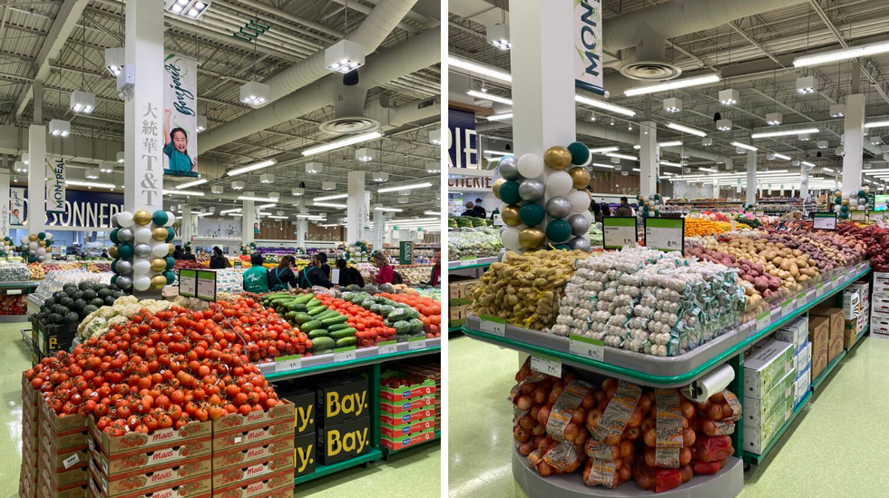 Fruits and vegetables aisle at T&T Supermarket in Montreal.