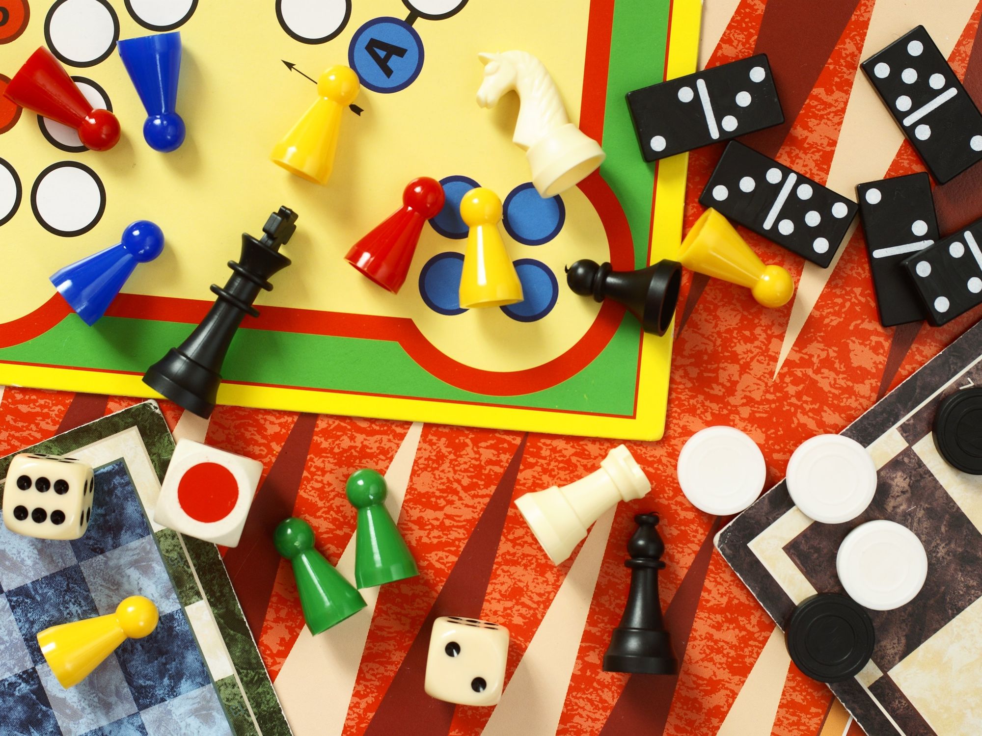 Game boards and pieces.