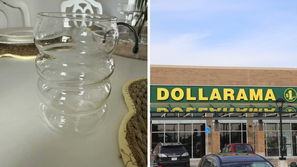 Glass from Dollarama. Right: Dollarama store.