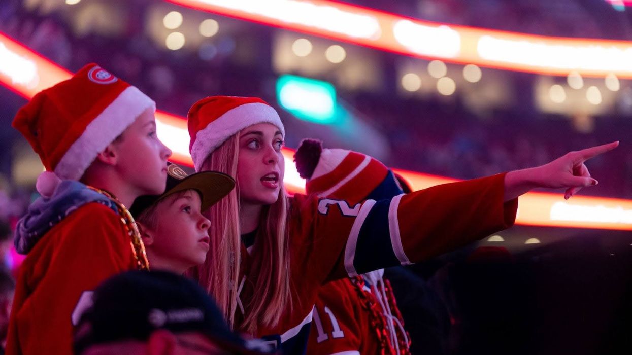 Habs fans in holiday hats