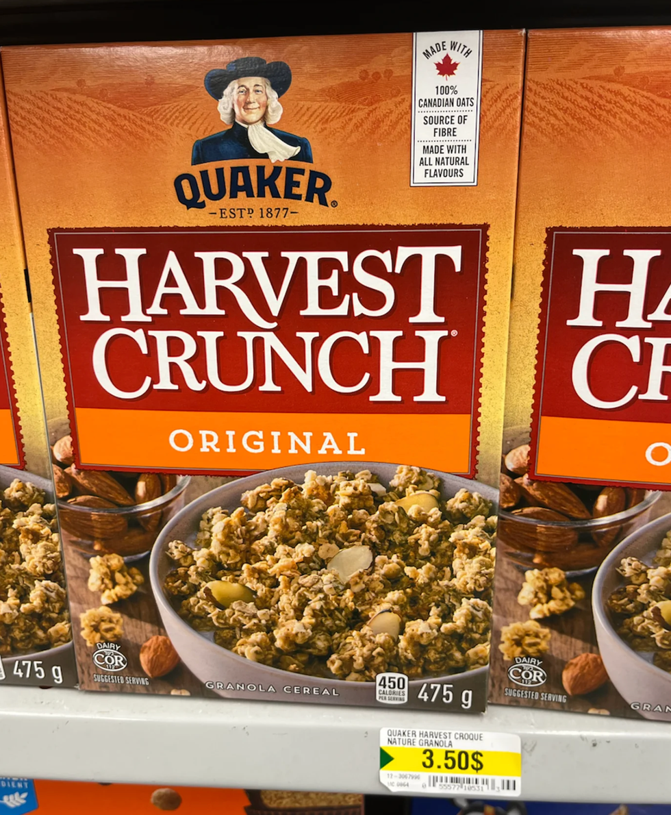 Harvest Crunch granola cereal.