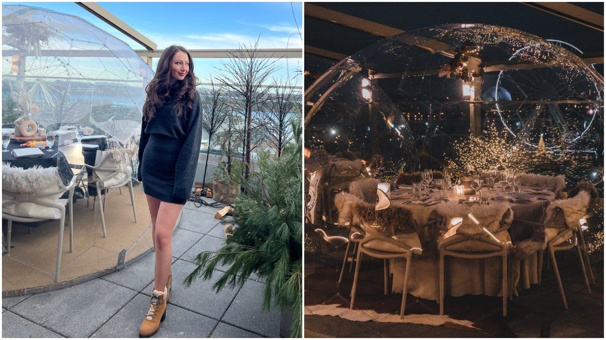 Heated outdoor domes at Terrasse William Gray.