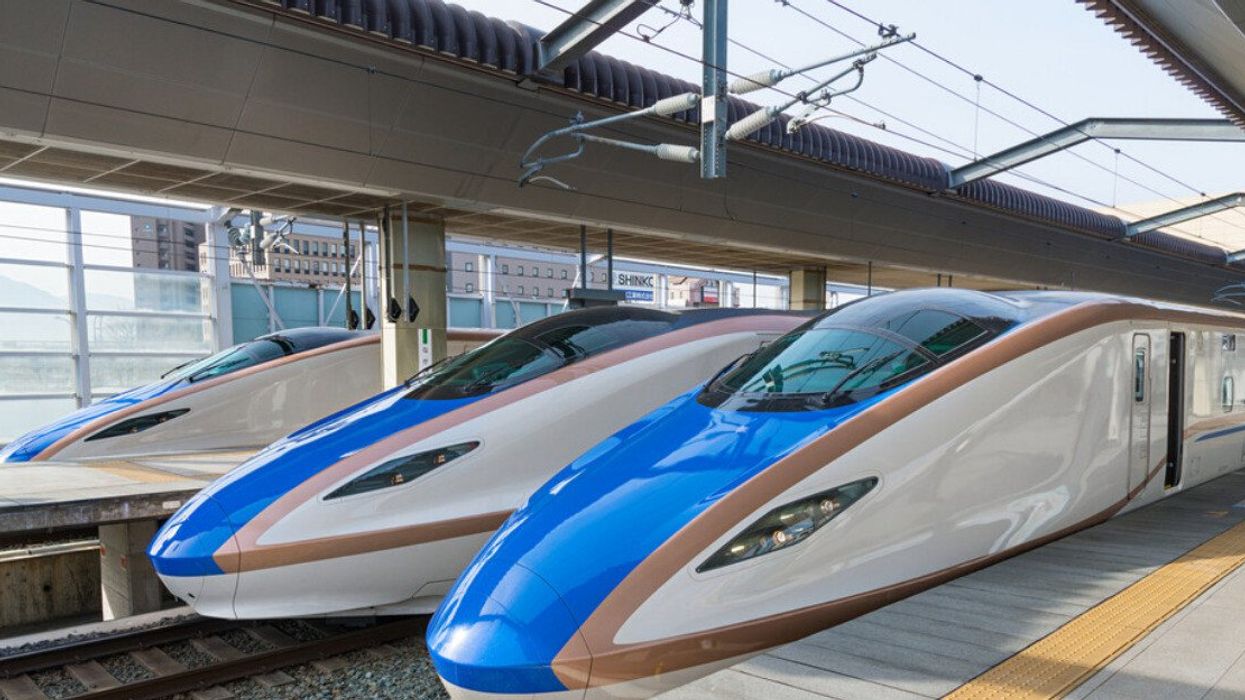 High-speed (or Shinkansen) trains in Japan.