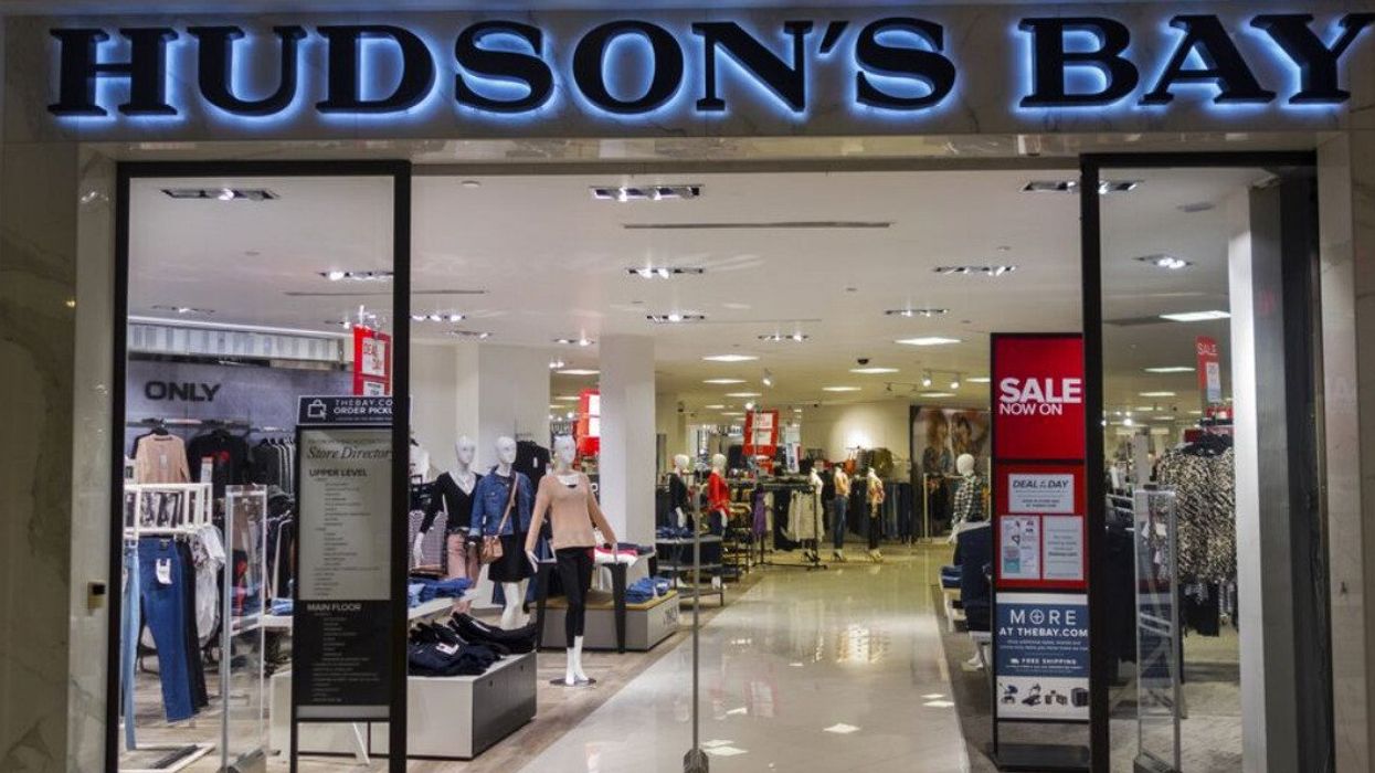 Hudson's Bay store entrance in Calgary, Alberta Market Mall Shopping Center.
