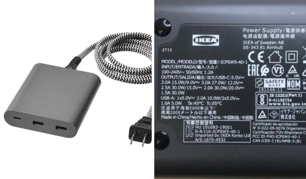 IKEA \u00c5SKSTORM | 40W USB Charger | Dark Grey