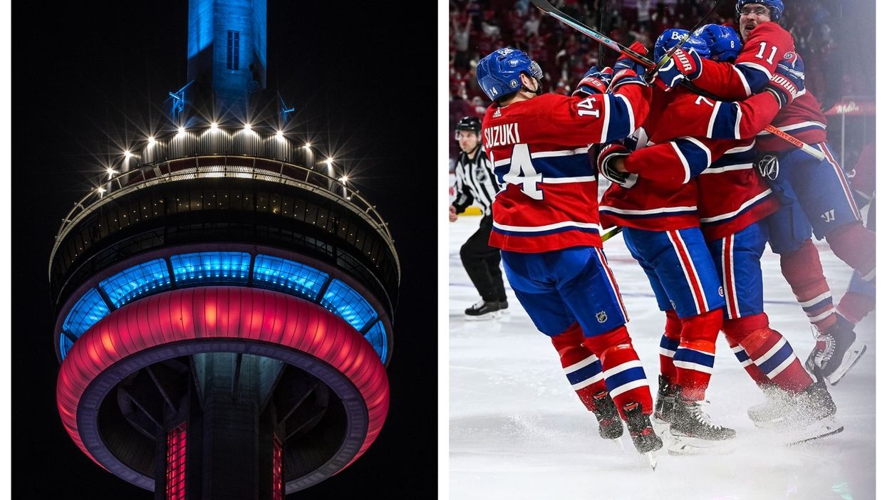 Toronto's CN Tower Lit Up To Celebrate The Habs & Leafs Fans Are Pissed