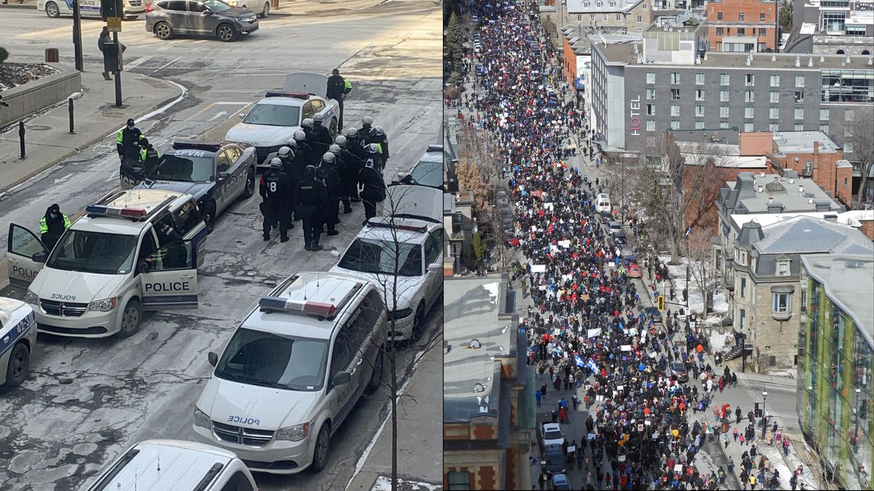 Thousands Took To Montreal Streets To Protest Quebec's COVID-19 Measures On Saturday