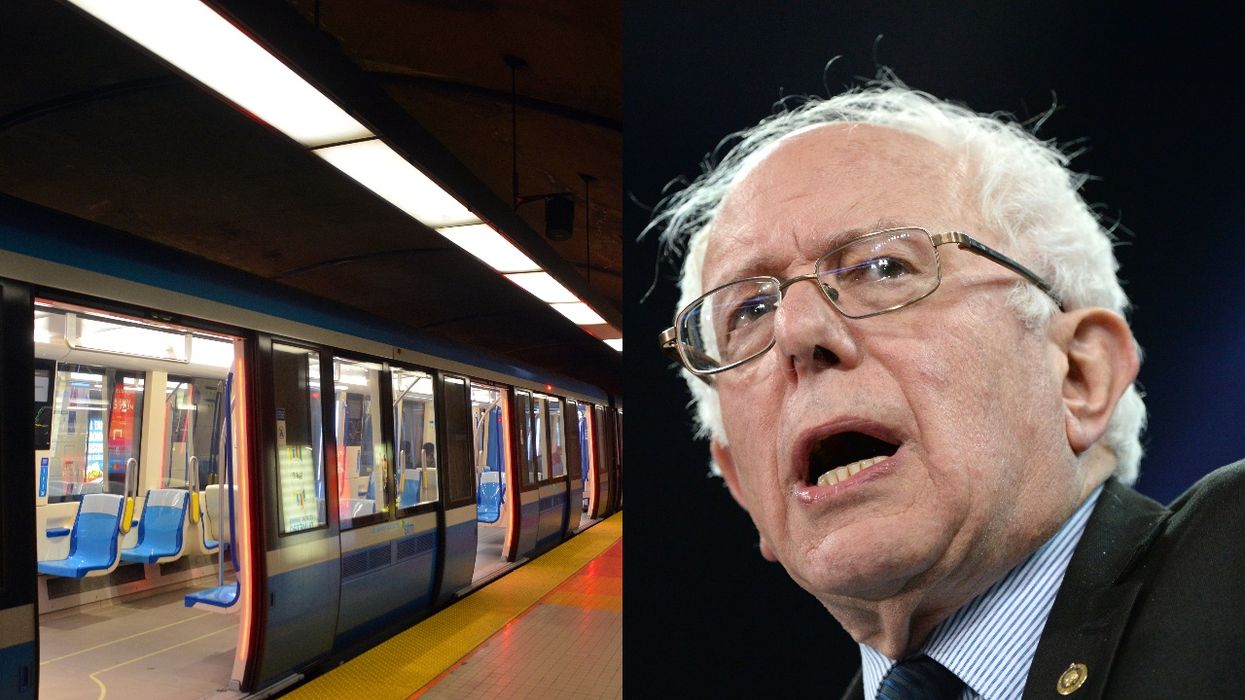 The STM Put Grumpy Mittens-Wearing Bernie On The Metro & He's A Big Montreal Mood (PHOTO)