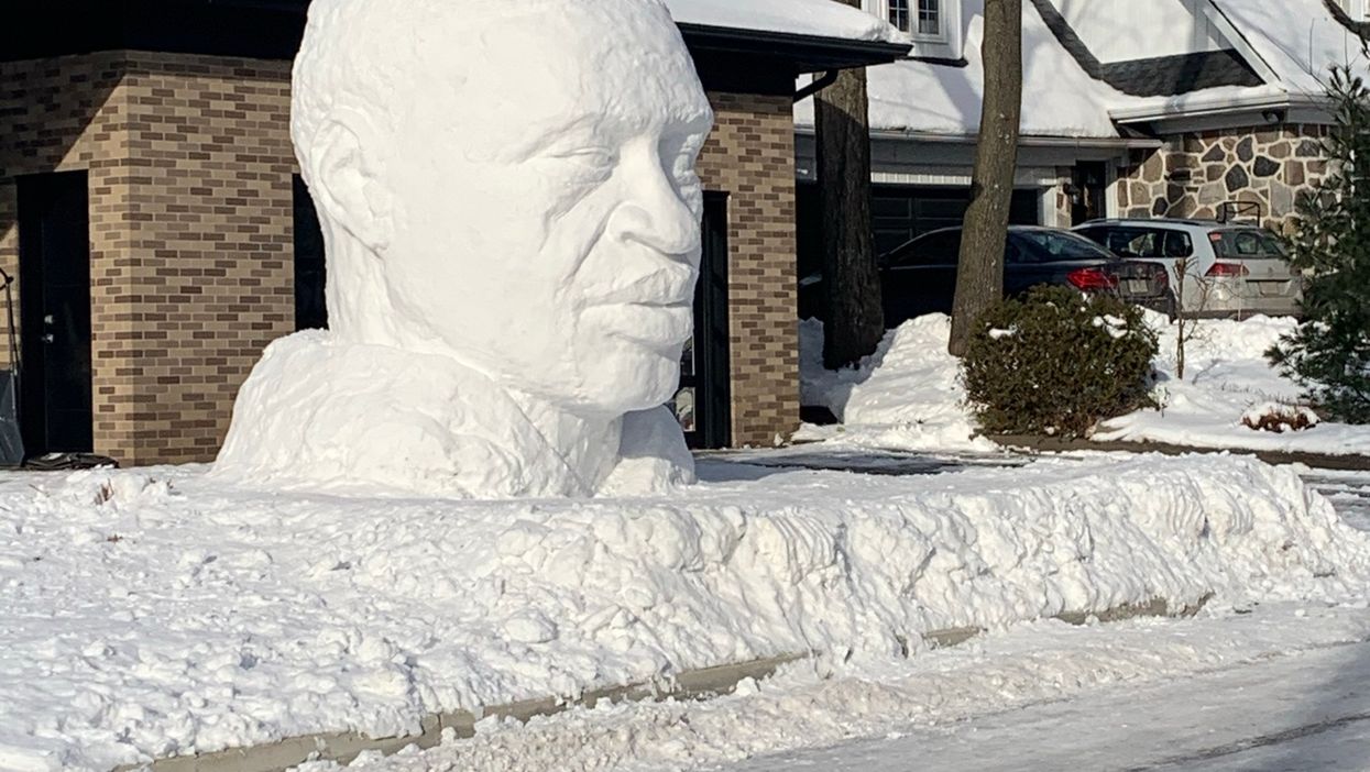 A Quebecer Made A Massive George Floyd Snow Sculpture On His Front Lawn (PHOTOS)